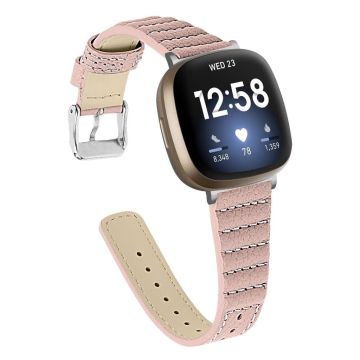 Fitbit Sense / Versa 3 trådklokkebånd i ekte skinn - Rosa