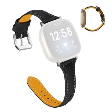 Fitbit Sense / Versa 3 urrem i ekte skinn - Svart