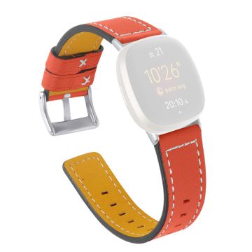 Fitbit Sense / Versa 3 urrem i ekte skinn - Oransje