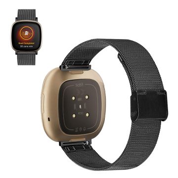 Fitbit Sense / Versa 3 elegant klokkerem i rustfritt stål - Svart