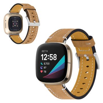 Fitbit Sense / Versa 3 klokkerem i ekte skinn - Kaffe