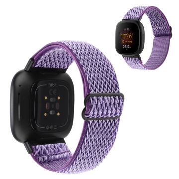 Fitbit Sense / Versa 3 klokkerem med bølgemønster i nylon - Lilla