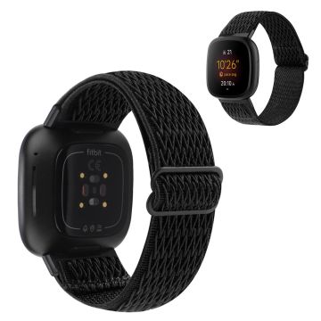 Fitbit Sense / Versa 3 klokkerem med bølgemønster i nylon - Svart