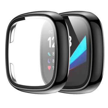 Fitbit Sense / Versa 3 galvaniseringsdeksel med herdet glass - Svart