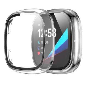 Fitbit Sense / Versa 3 galvaniseringsdeksel med herdet glass - Gjennomsiktig