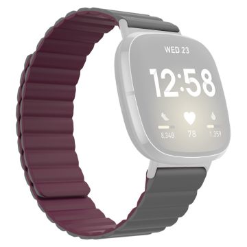 Fitbit Sense / Versa 3 klokkerem i silikon - Grå / Vinrød