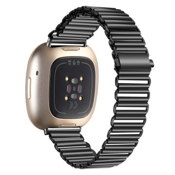 Fitbit Sense / Versa 3 hul stropp i rustfritt stål - Svart