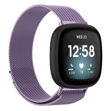 Fitbit Sense 2 / Versa 4 milanesisk klokkerem i rustfritt stål - Lys Lilla Størrelse: L