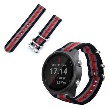 Garmin Forerunner 245/245 Musikk nylon klokkereim - Svart / Grå / Rød