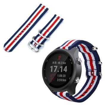 Garmin Forerunner 245/245 Musikk nylon klokkereim - Blå / Hvit / Rød / Hvit / Blå