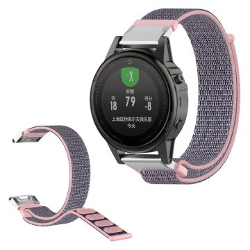 Garmin Fenix ​​6S / Fenix ​​5S Plus nylon sløyfe klokkereim - Rosa / Blå