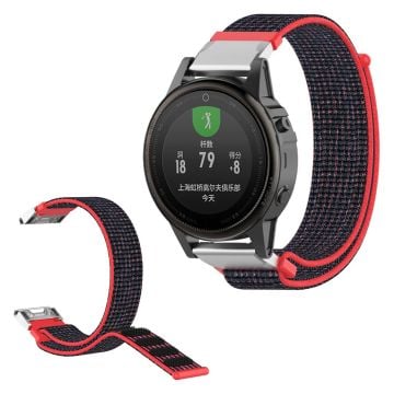 Garmin Fenix ​​6S / Fenix ​​5S Plus nylon sløyfe klokkereim - Rød / Svart