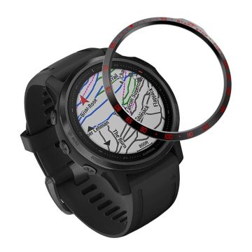 Garmin Fenix ​​6S / 6S Pro numerisk mønster rustfritt stål bezel - Svart / Rød