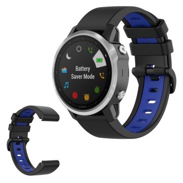 Garmin Fenix 6S / 5S tofarget silikonarmbånd - Svart / Blå