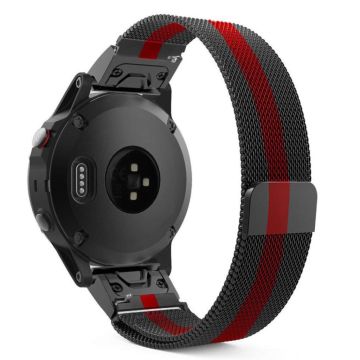 Garmin Fenix ​​5X rask passe rustfritt stål ur band - Rød / Svart