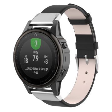 Garmin Fenix ​​5s Ekte Skinn Klokke Armbånd - Svart