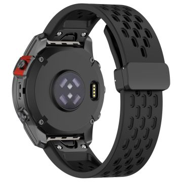 20 mm silikonrem med flere hull og spenne til Garmin Watch - Svart