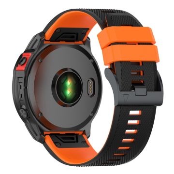 22 mm tofarget klokkerem i silikon for Garmin- og Coros-klokker - Svart / Oransje