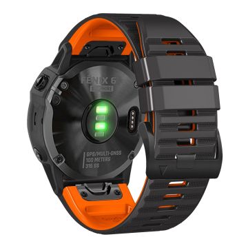 22 mm Garmin og Coros-klokke med dobbel silikonklokkerem - Svart / Oransje