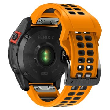 Garmin Fenix 7X tofarget klokkerem i silikon - Oransje / Svart