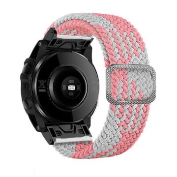 26 mm nylonrem til Garmin- og Coros-klokker med spenne - Rosa / Hvit