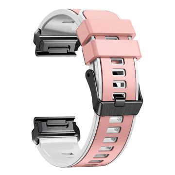 Tofarget klokkerem i silikon for Garmin Watch og Coros Vertix - Rosa / Hvit