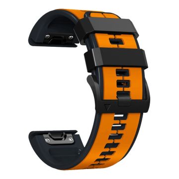 26 mm tofarget klokkerem i silikon for Garmin- og Coros-klokker - Oransje / Svart