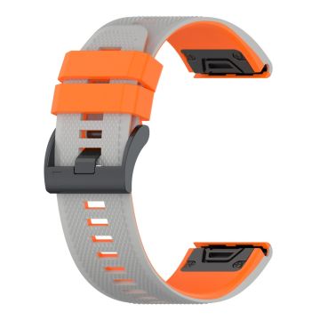 26 mm tofarget klokkerem i silikon med tekstur for Garmin-klokke - Grå / Oransje