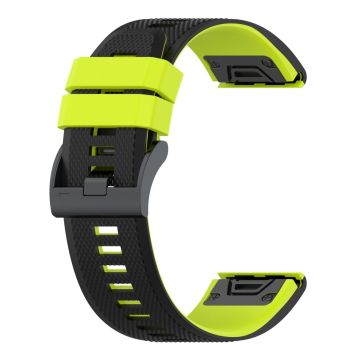 26 mm tofarget klokkerem i silikon med tekstur for Garmin-klokke - Svart / Lime