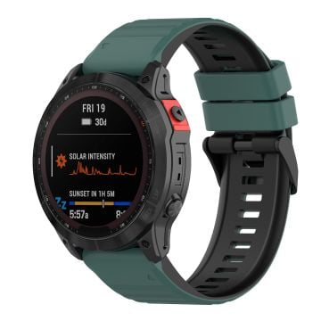 26 mm enkel klokkerem i silikon for Garmin-klokke - Grønn / Svart