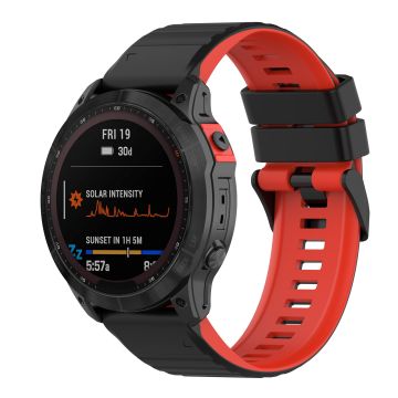 26 mm enkel klokkerem i silikon for Garmin-klokke - Svart / Rød