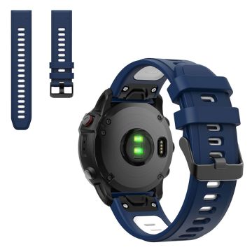 Dual color silicoone-klokkebånd for Garmin-klokke - Midnattsblå / Hvit