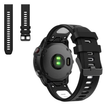 Dual color silicoone-klokkebånd for Garmin-klokke - Svart / Hvit