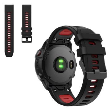 Dual color silicoone-klokkebånd for Garmin-klokke - Svart / Rød