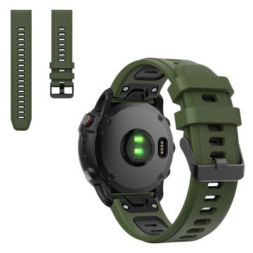 Dual color silicoone-klokkebånd for Garmin-klokke - Militærgrønn / Svart