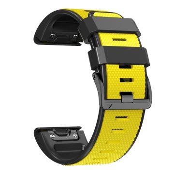 22 mm tofarget silikonrem i rutestil til Amazfit / Garmin / Coros-klokke - Gul + Svart