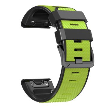 22 mm tofarget silikonrem i rutestil til Amazfit / Garmin / Coros-klokke - Lime + Svart