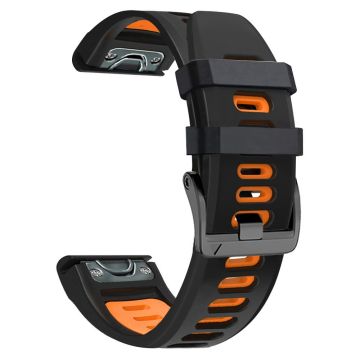 22 mm silikonrem i to farger for Amazfit / Garmin / Coros-klokke - Svart + Oransje