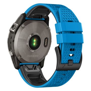 22 mm silikonrem i tofarget honeycomb-stil for Amazfit / Garmin / Coros-klokke - Himmelblå + Svart