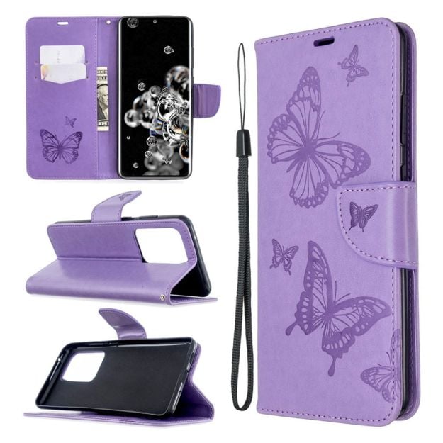 Butterfly Samsung Galaxy S20 Ultra flip etui - Lilla