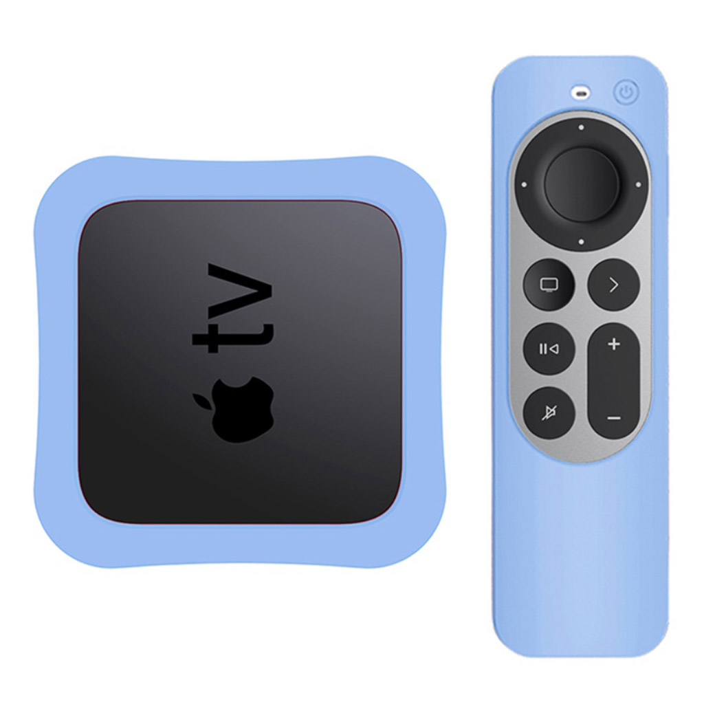 Apple TV 4K (2021) digitalbox + silikondeksel for kontroller - Blå