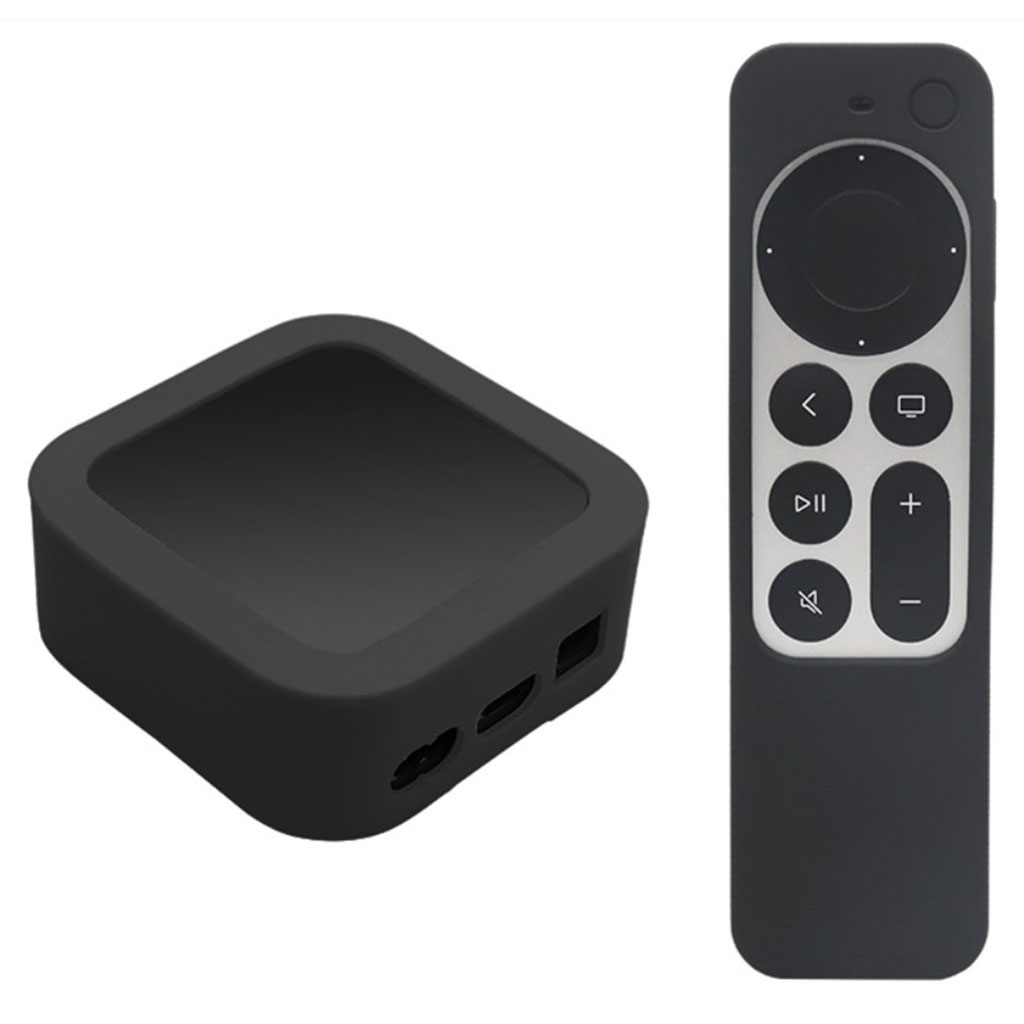 2 stk / sett Apple TV 4K (2021) set top box + fjernkontroll silikon deksel - Svart