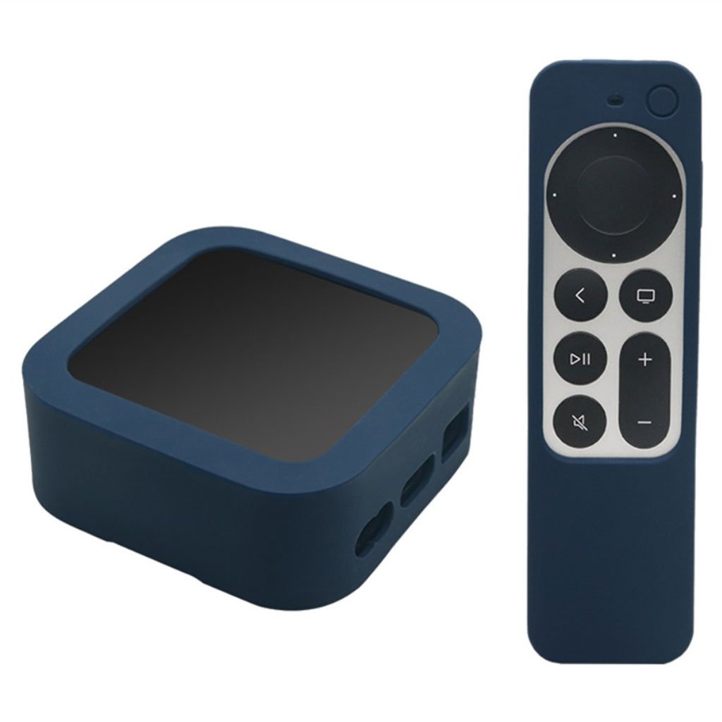 2 stk / sett Apple TV 4K (2021) set top box + fjernkontroll silikon deksel - Mørkeblå