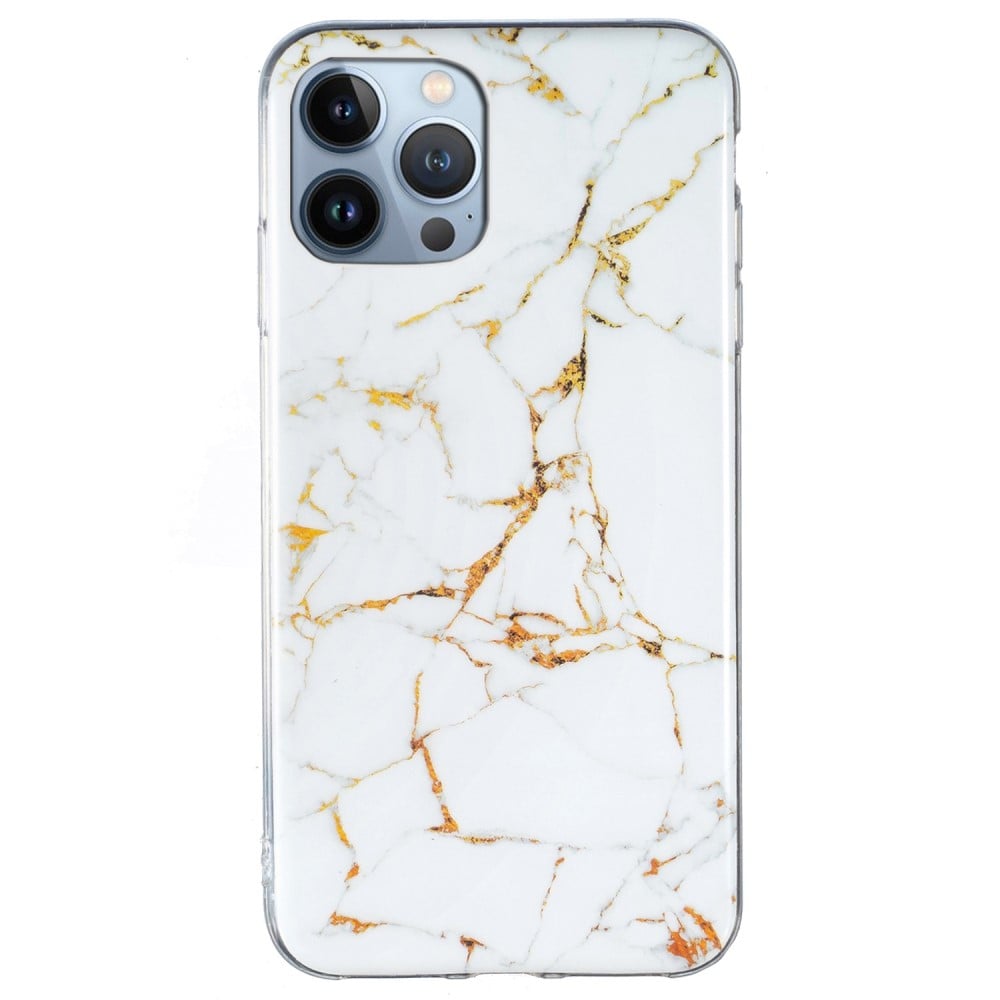 Marble iPhone 14 Pro Etui - Hvit