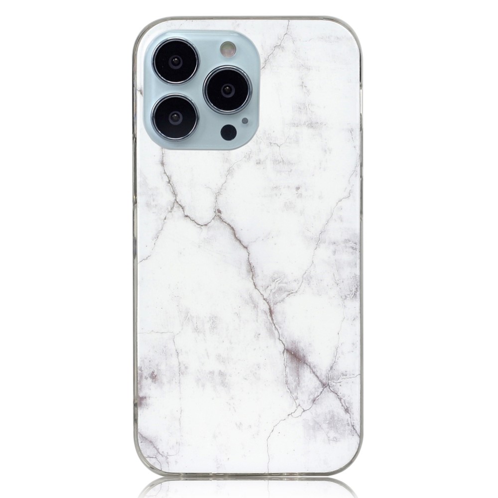 Marble iPhone 14 Pro Etui - Hvit Klinkekule