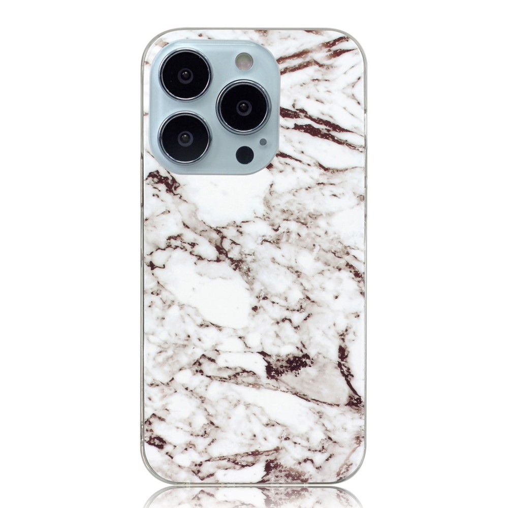 Marble iPhone 14 Pro Etui - Hvit Klinkekule