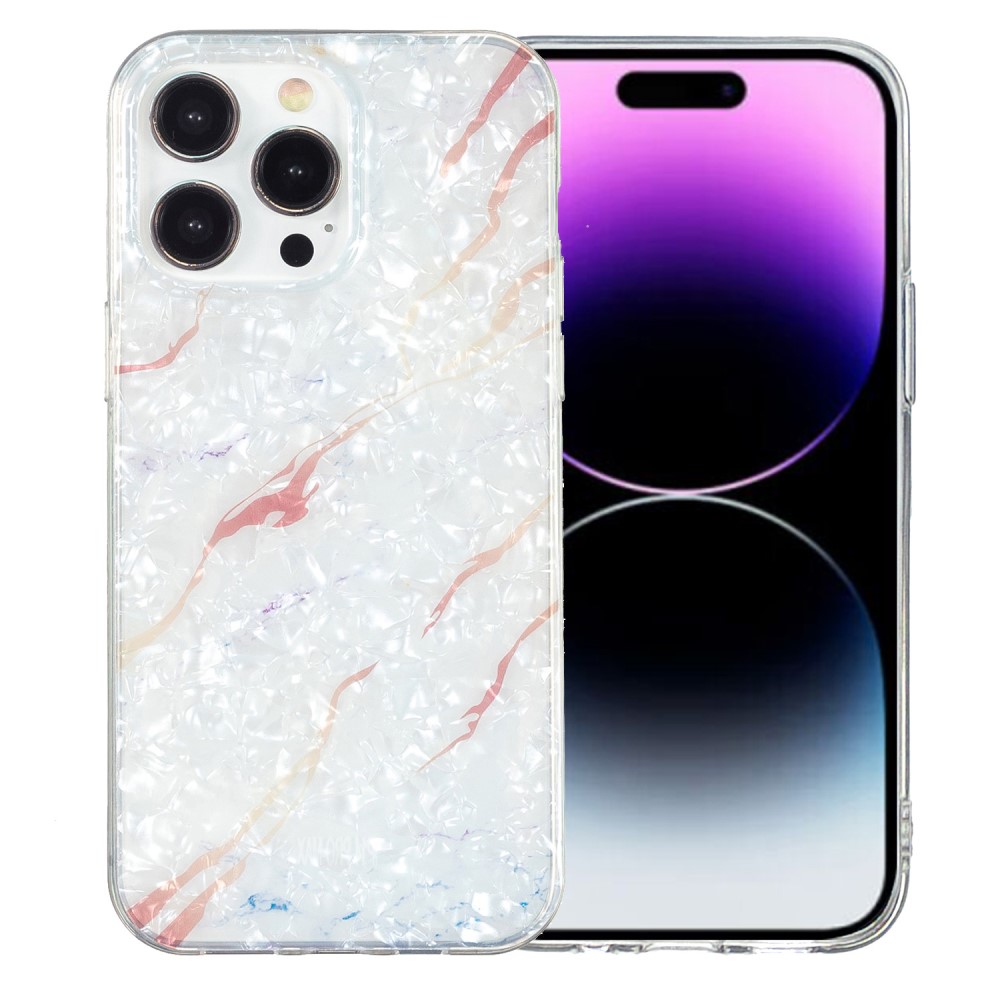 Marble iPhone 14 Pro Etui - Hvit Klinkekule