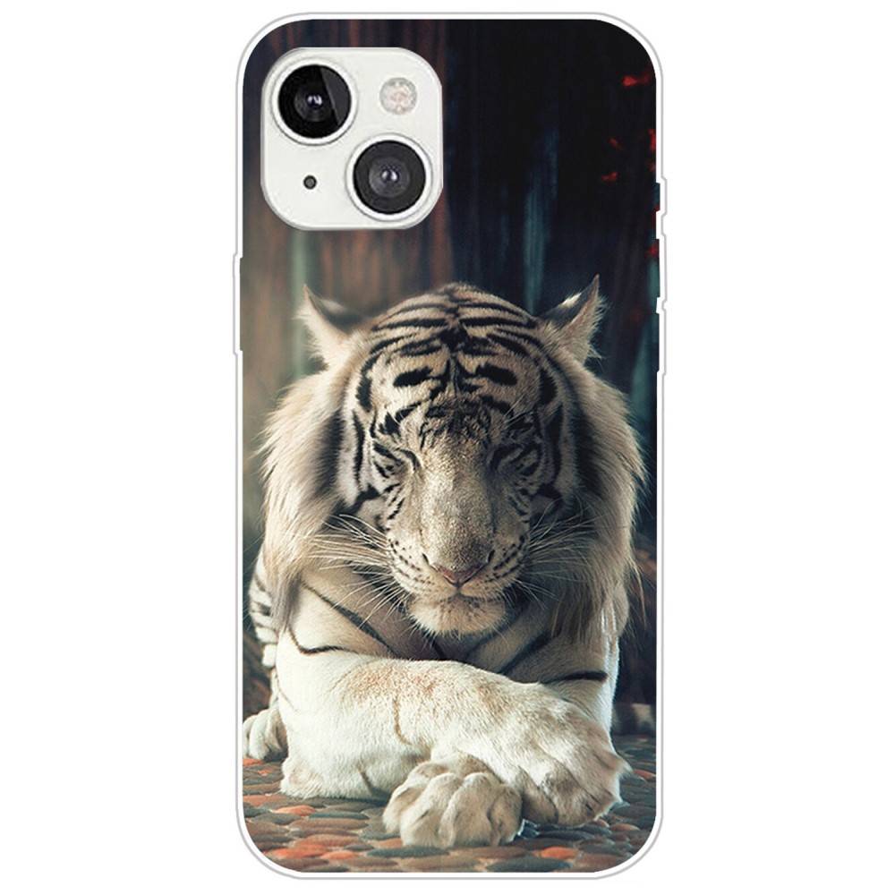 Deco iPhone 14 deksel - Hvit Tiger