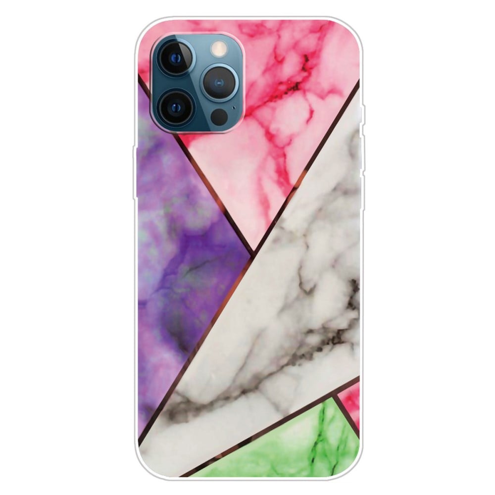 Marble iPhone 15 Etui - Lilla / Rose / Hvit / Grønn