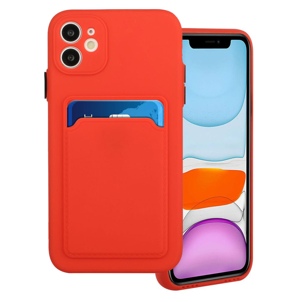 Card Holder Deksel til iPhone 12 - Coral Red